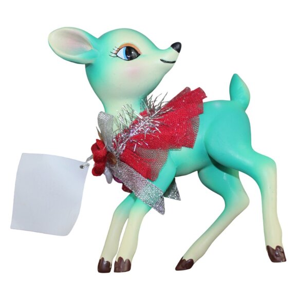 Hobby Lobby Teal Deer Retro Figurine Holiday Christmas Decor Reindeer 6" NWT - Picture 1 of 6